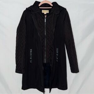 Michael Kors Mixed Media Quilted Softshell Hooded Jacket Double Zip M NWOT